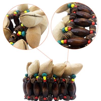 Ručně vyráběný náramek ze skořápek ořechů Zvonko pro Djembe Africký buben Conga Perkusní příslušenství