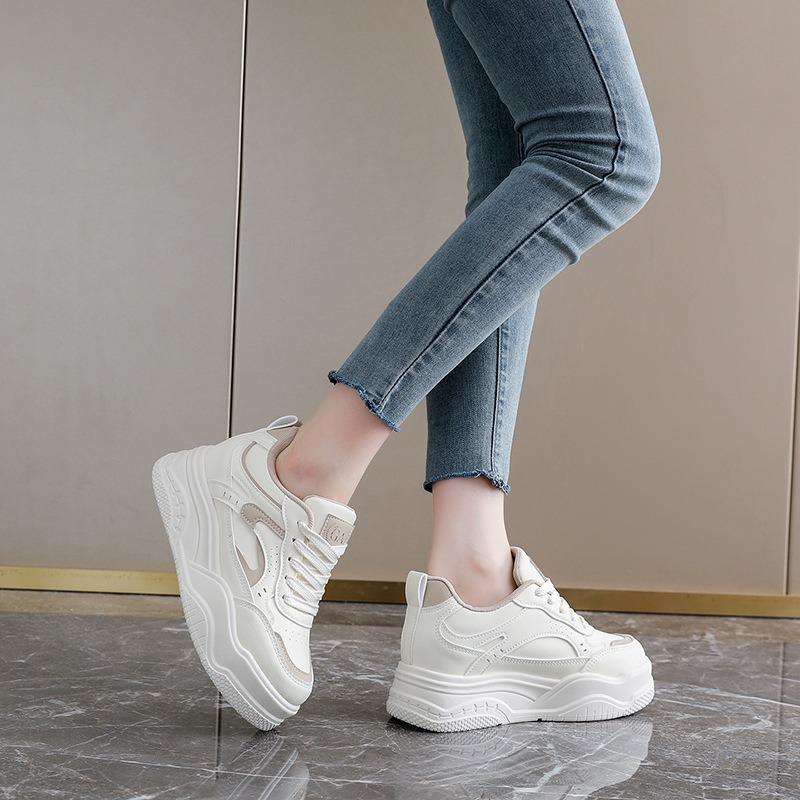 Inner Height Increase, Spring Little White Shoes New Female Students Thick-soled Height Increase Sports Board Shoes Casual