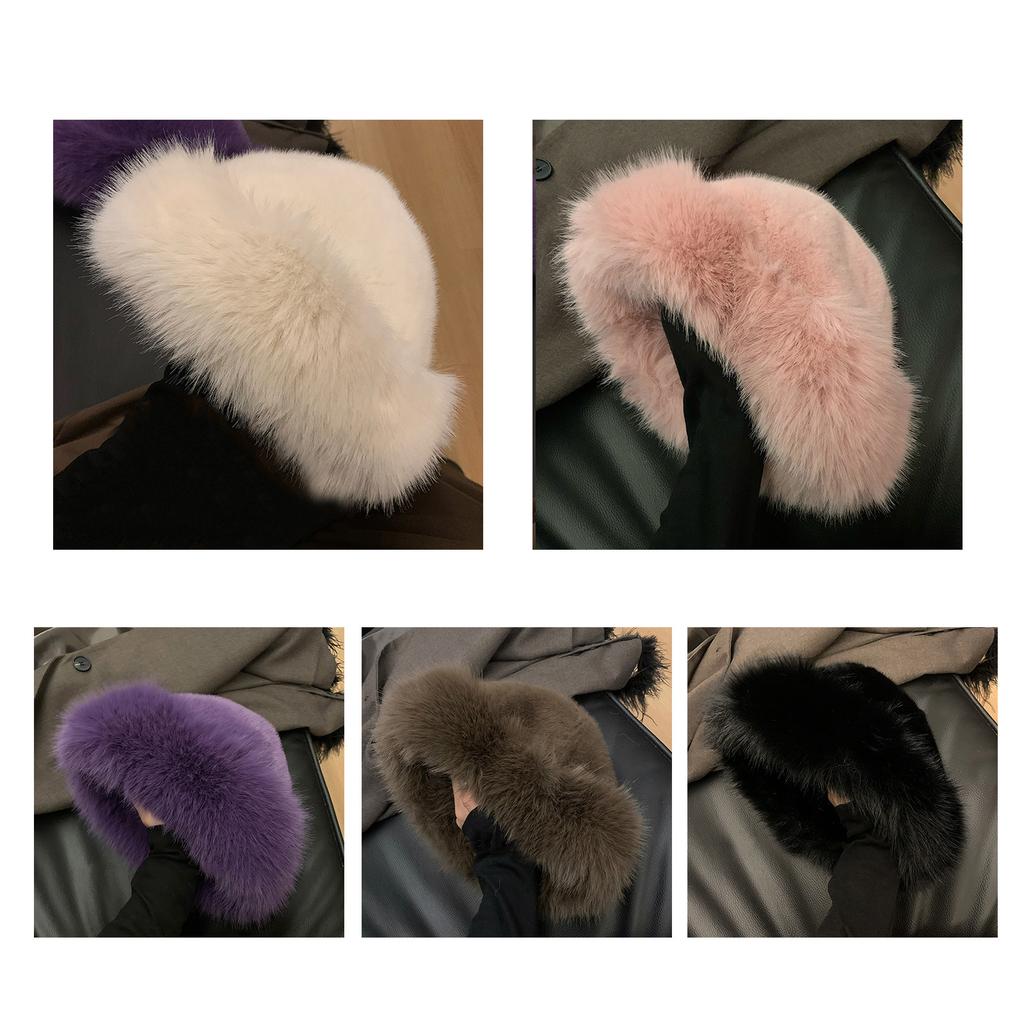 Mongolian Wide Brim Bucket Hat Winter Fisherman Hat Thicken Plush Fisherman Hat for Adult Teens Keep Warm Commute Hat