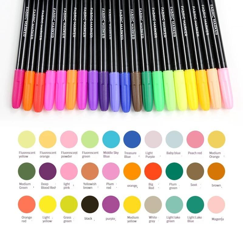 12 Colors/set Water Resistant Colorfast Fabric Textile Marker Pen Permanent Pen for DIY Clothes Art Graffiti Drawing Painting Pen