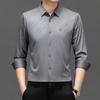 Spring and Autumn New Men's Long-sleeved Shirts for Young and Middle-aged Men with Lapel Seamless Fashion Casual Long-sleeved Shirt Tops