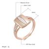 Luxury Shiny Natural Zircon Square Rings For Women  Rose Gold  Color Mix Original Design Bride Daily Jewelry