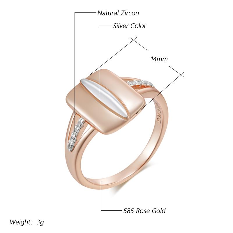 Luxury Shiny Natural Zircon Square Rings For Women  Rose Gold  Color Mix Original Design Bride Daily Jewelry