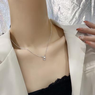 S925 collier en argent sterling enfant mignon diamant étincelant fleur lapin collier léger luxe conception creuse chaîne de clavicule nouveau style