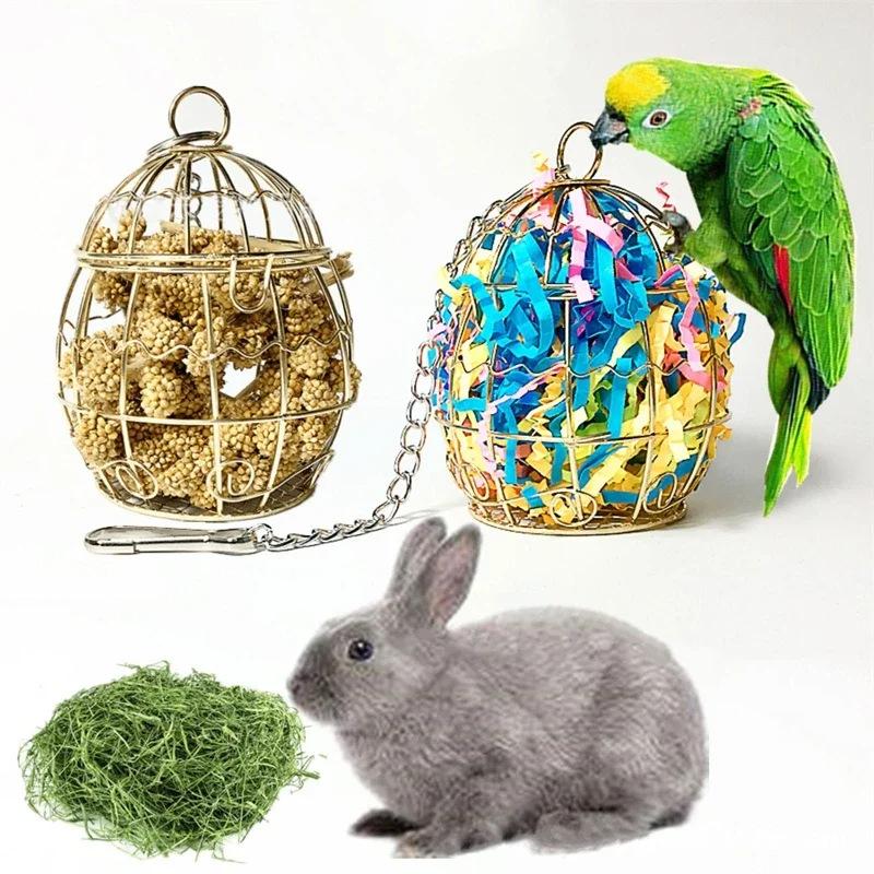 1pc Parrot Toy Metal Cage Bird Chewing Toys Small Pet Hamster Feeding Toys Basket Rabbit Foraging Bird Toys