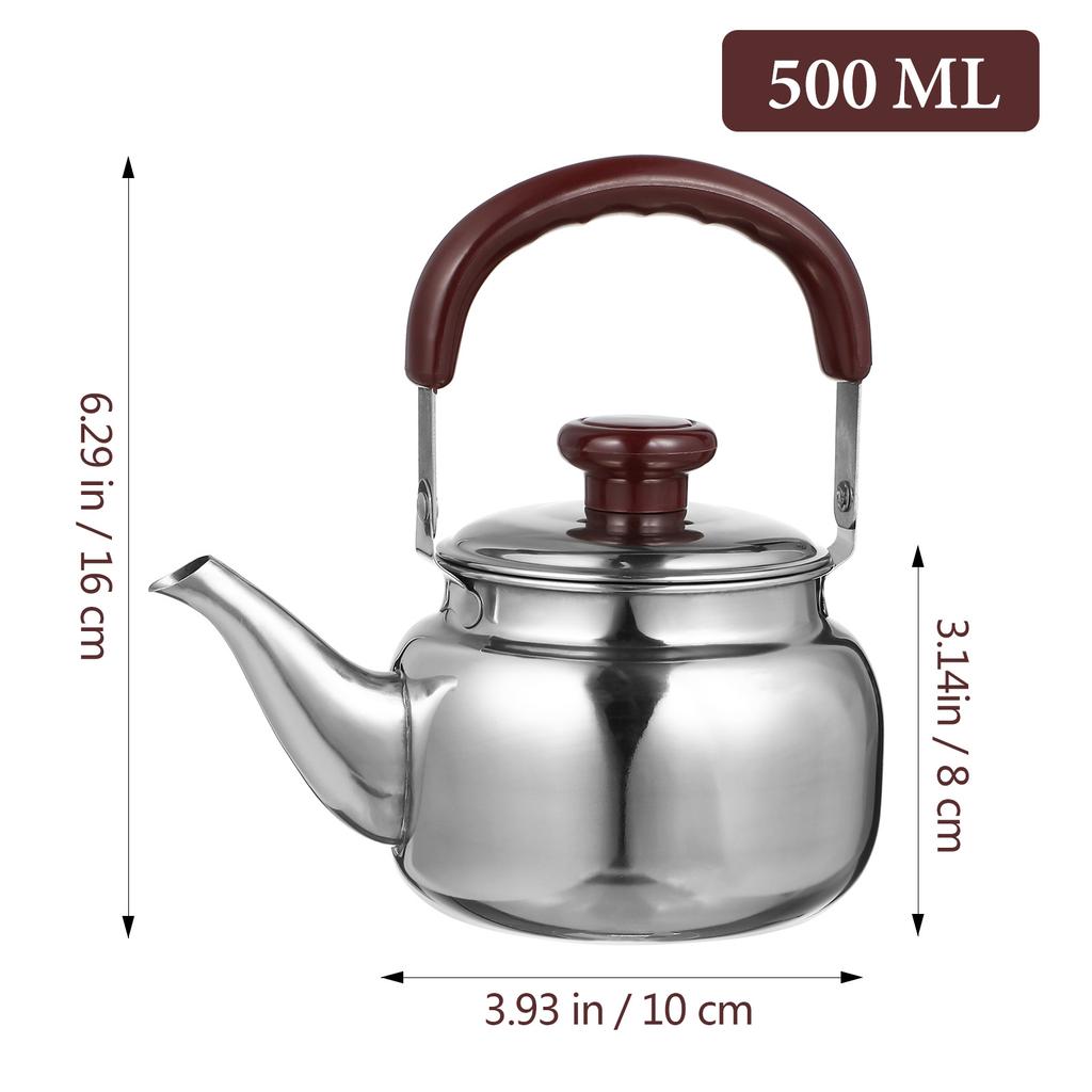 500Ml Stainless Steel Whistling Teakettle Fast Boiling Household Water Kettle Heat Resistant for Gas Induction Cooker Retro