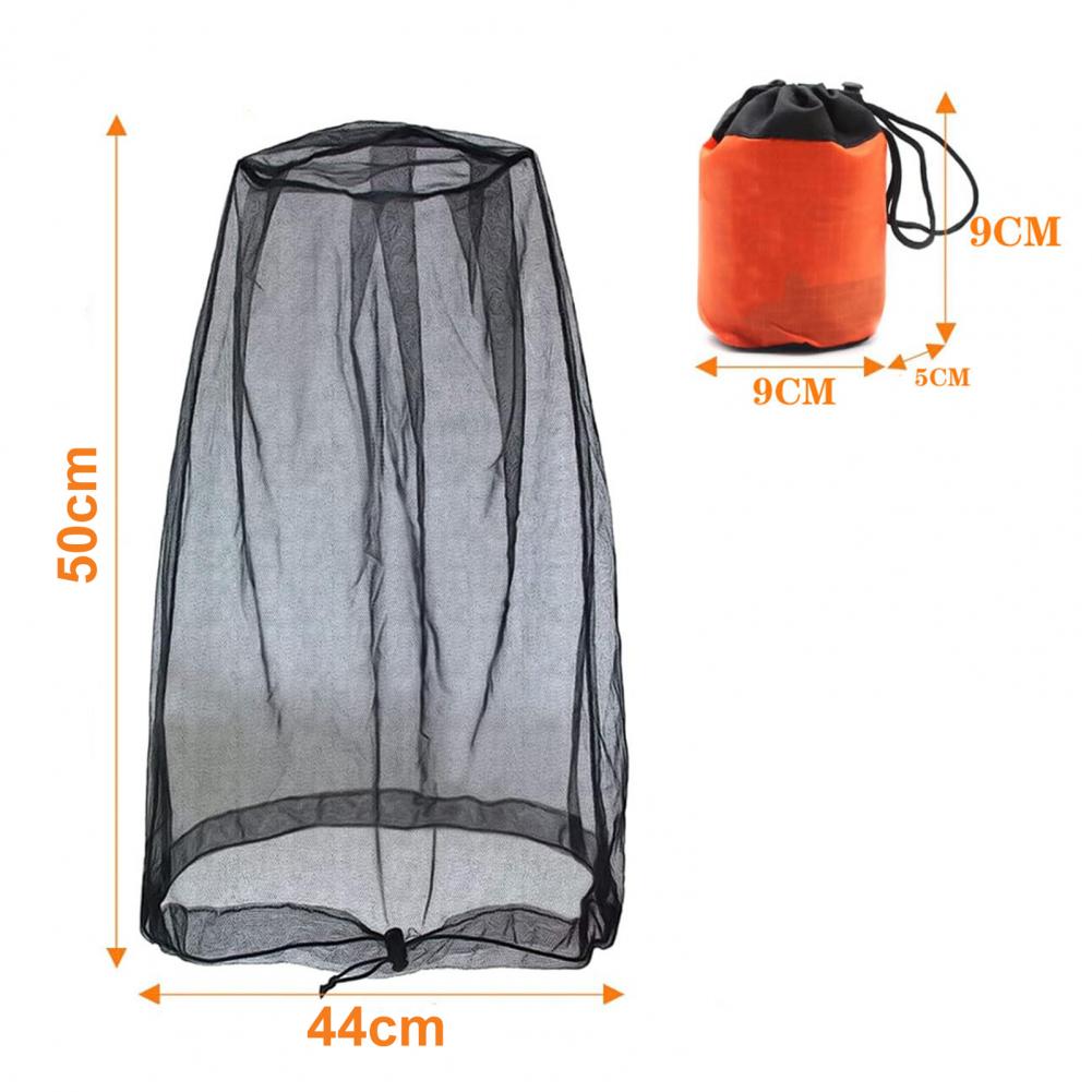 Mosquito Head Net Fine Mesh Face Netting with Drawstring for Hat Breathable Men Women Protection from Midges Insects Gnats