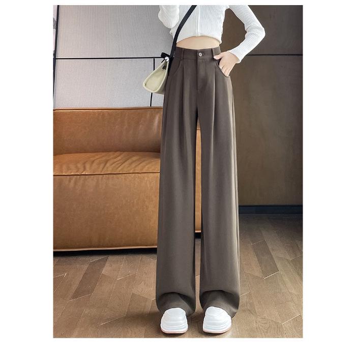 Women s 2026 Korean-Style High-Waisted Wide-Leg Professional Slimming Pants S