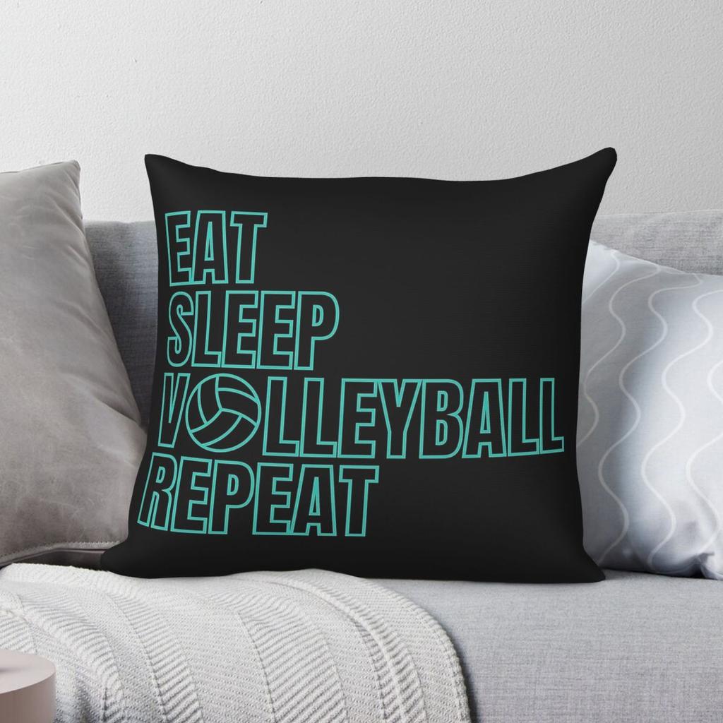 Eat Sleep Volleyball Repeat Pillowcase Polyester Linen Velvet Pattern Zip Decor Pillow Case Car