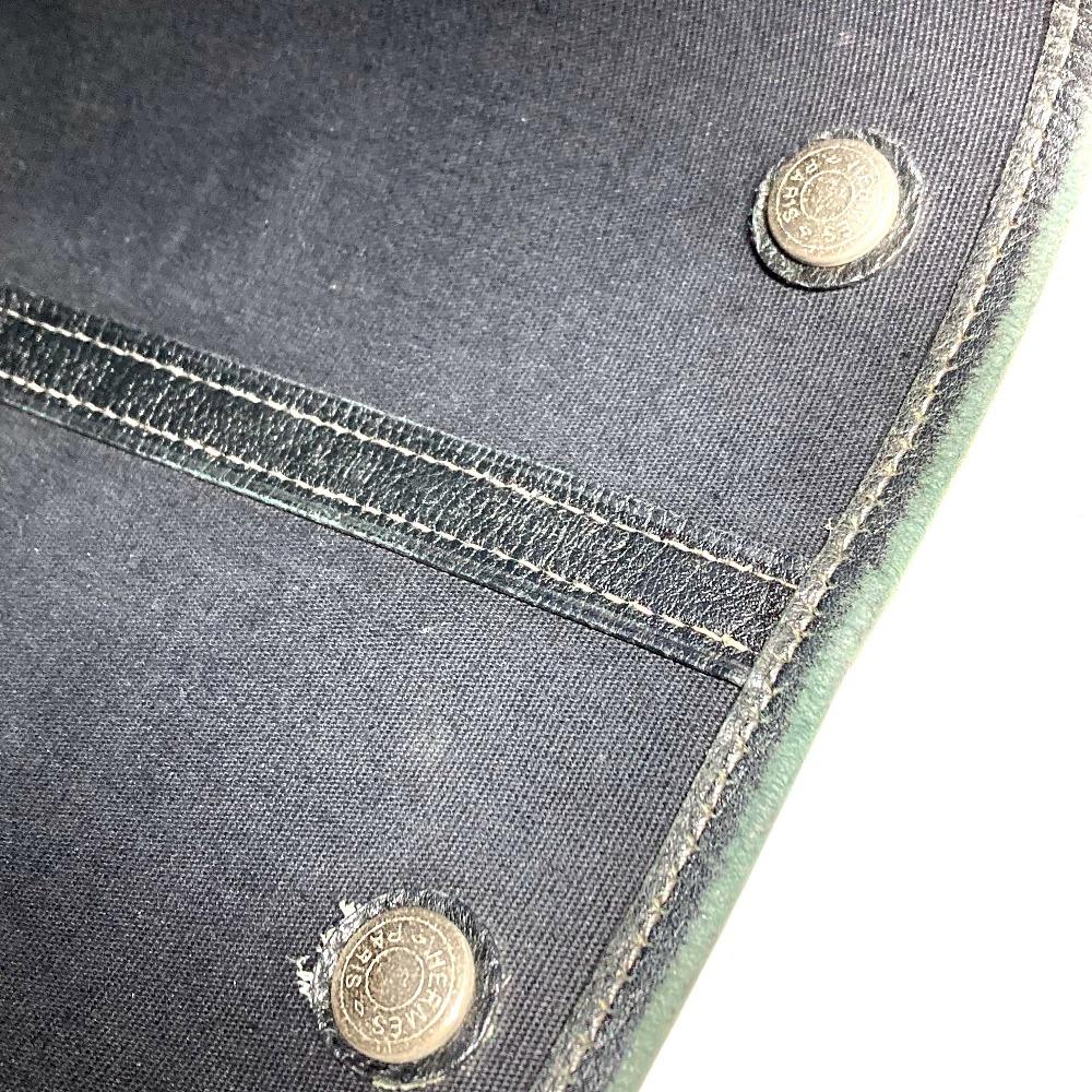 HERMES Garden File MM Bag Tote Bag Shoulder Bag Leather / Canvas Black