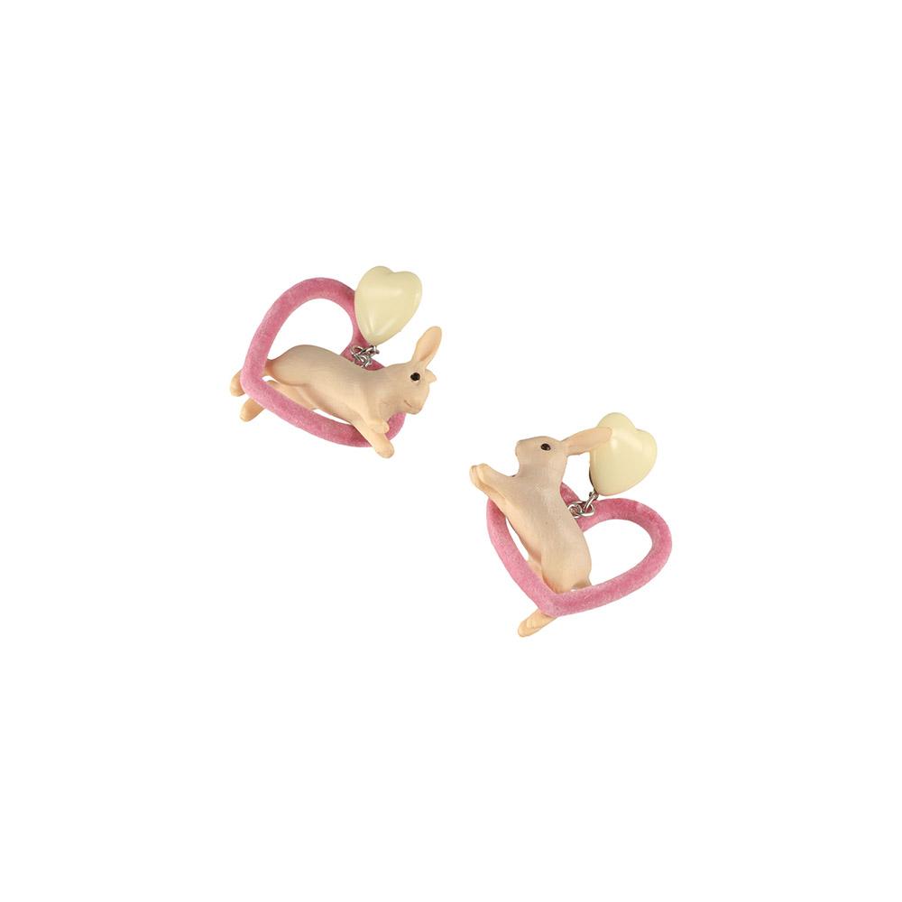 Heart Rabbit Three-dimensional Resin Jewelry Korean Style Jewelry Women Earrings Animal Earrings
