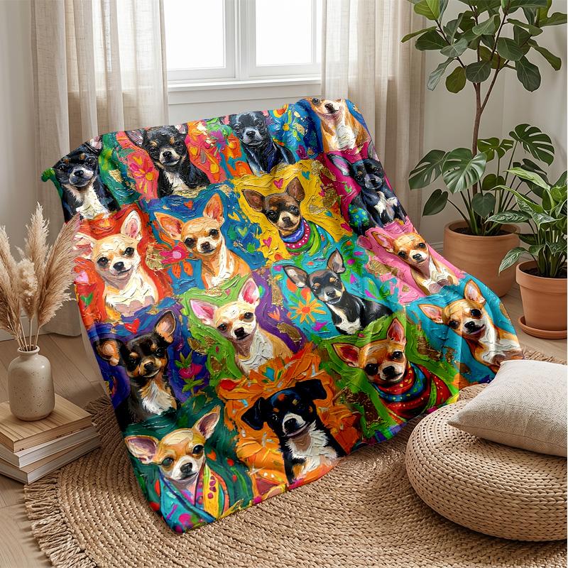 Colorful Canine Celebration blanket Personalized Name Flannel Blanket Soft Cozy Plush Throw for Sofa Bed Lightweight Home Decor