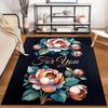 Elegant Floral Carpet with "For You" Text and Vibrant Peony Design Suitable for Use As an Anti-slip for Living Room Bedroom Sofas