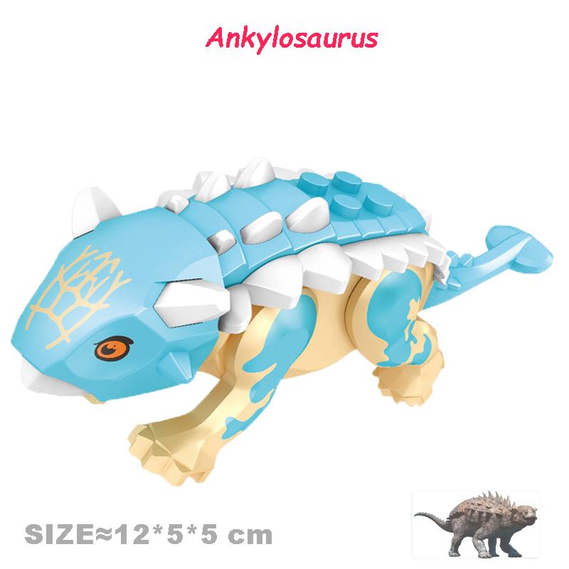 Bright Jurassic Dinosaurs World Velociraptor Triceratops Rex Pterosaur Model Assemble Building Blocks Toys For Children Boy Gift