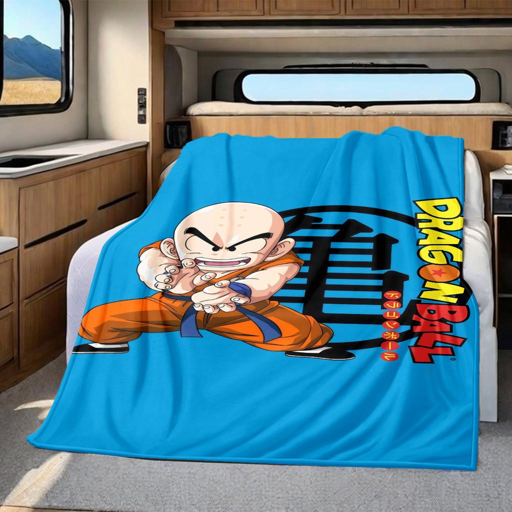 1PC Krillin Print Flannel Blanket, High quality All Seasons, Home Decor, Warmth and Comfort, Perfect for Christmas Gifts