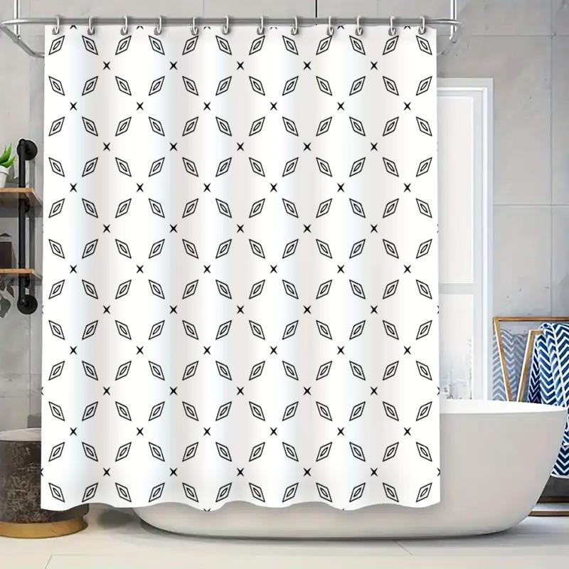 

Black White Pattern Shower Curtain With Decorative Striped Design For Bathrooms Polyester Fabric, 72 X 84 Inches (183X213Cm) W60H190(CM)-1 Pcs