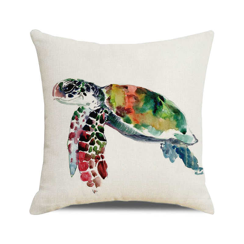 Home Decor Colorful Sea Turtle Watercolor Pillow Covers Pattern Cushion Cover Suitable for Sofa Bedroom Car Pillow Cover