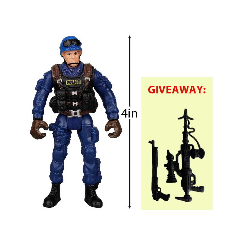 10cm Warrior Elite Force Army Police Military Snow Navy Soldier Action Figure Toy Terrorist SWAT Team Figuras for Children Gift