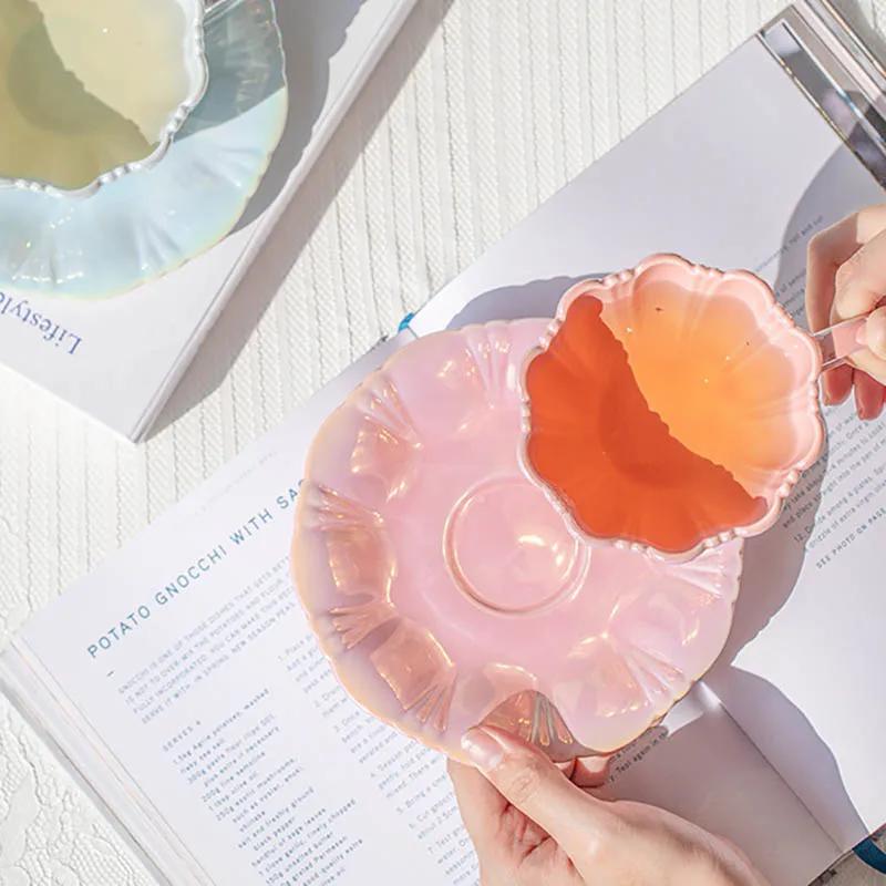 Szirom Kerámia Csésze Kreatív Egyszerű Kávéscsésze Alátéttel Iroda Délutáni Tea Csúcsminőségű Ivóedények Csúcsminőségű Konyhai Kiegészítők