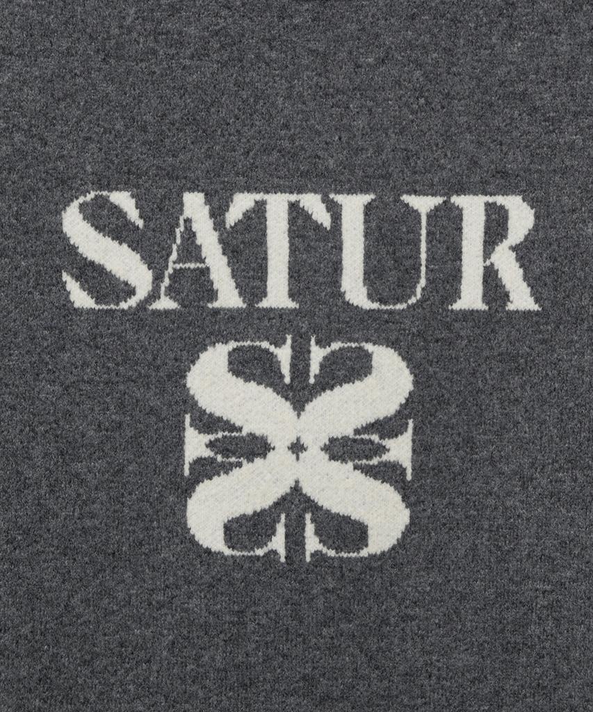 Seteo Basic Logo Jacquard Crew Neck Knit Charcoal
