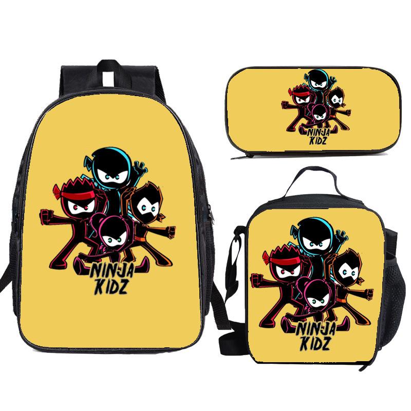 NINJA KIDZ 3-teiliges Set Kinder Schulrucksack mit Umhängetasche Federmäppchen Schultaschen für Jungen Mädchen Bestes Geschenk