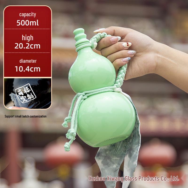 Creative Celebrity-Infused Gourd Glass Bottle for Liquor, Milk Tea, or Fruit Tea with Lid - Perfect Small Gift