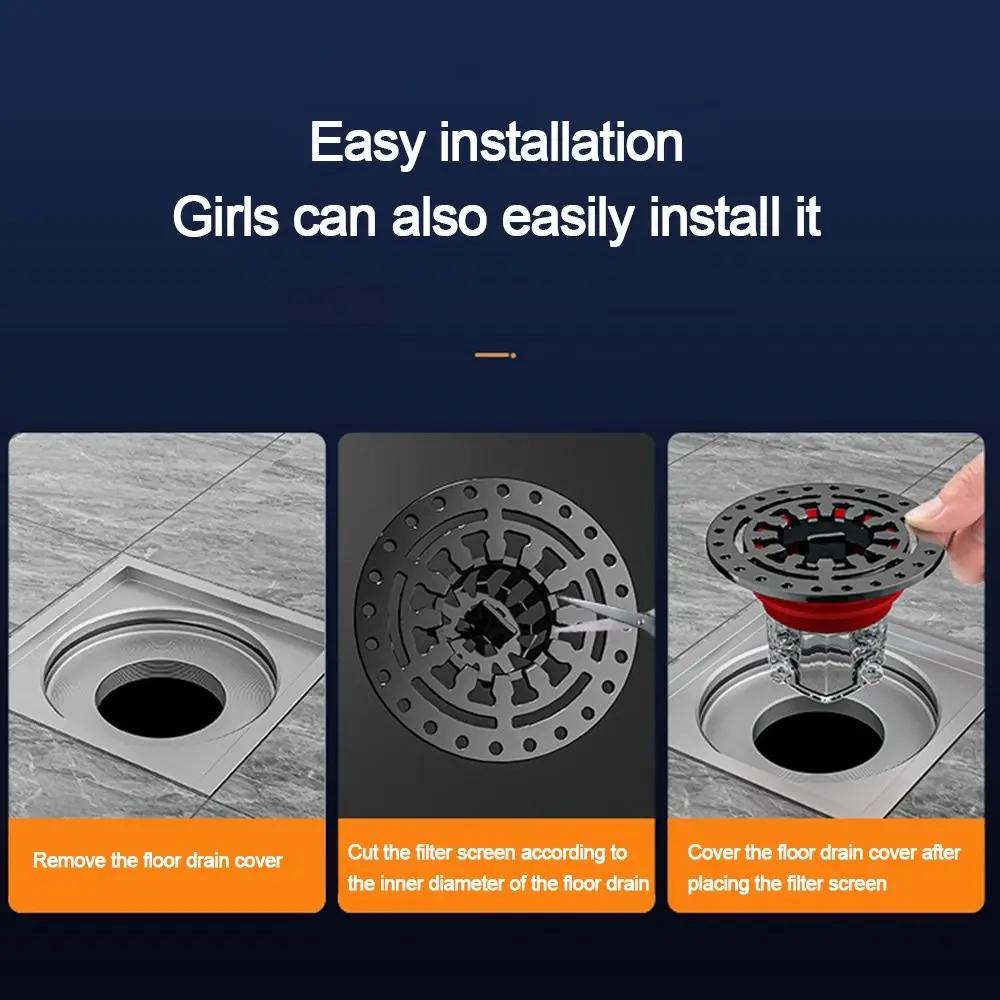 Sifon de pardoseală pentru duș cu clapetă antiretur, detașabil, anti-miros, cu filtru, dop, universal, cu drenaj rapid