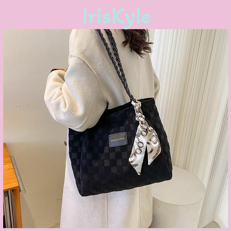 Advanced College Bag Female For Students Single Shoulder Ribbon Canvas Bag For Class Large Capacity Tote Bag For Commuting