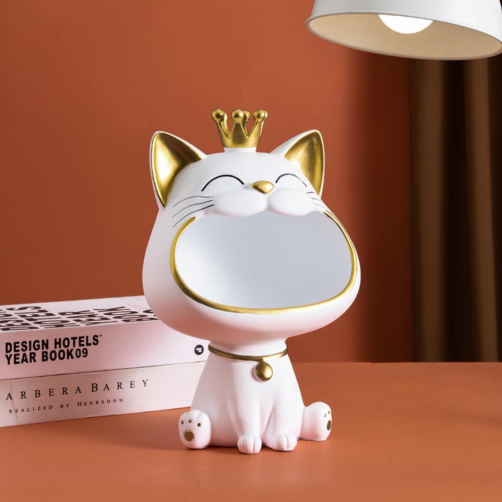 Harz Kätzchen Skulptur Kleinkram Organizer Ornamente Niedliche Haustier Statuen Sortierkasten Kunsthandwerk Geschenke Heimdeko für Arbeitszimmer Büro