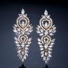 Luxury Leaf Marquise Zircon Long Drop Dangle Earrings Shiny AAA Cubic Zirconia Bridal Women's Wedding Party Zircon Accessories