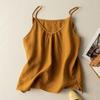 Summer Camisole Women's Cotton and Linen Solid Color Retro Thin Loose Short Top