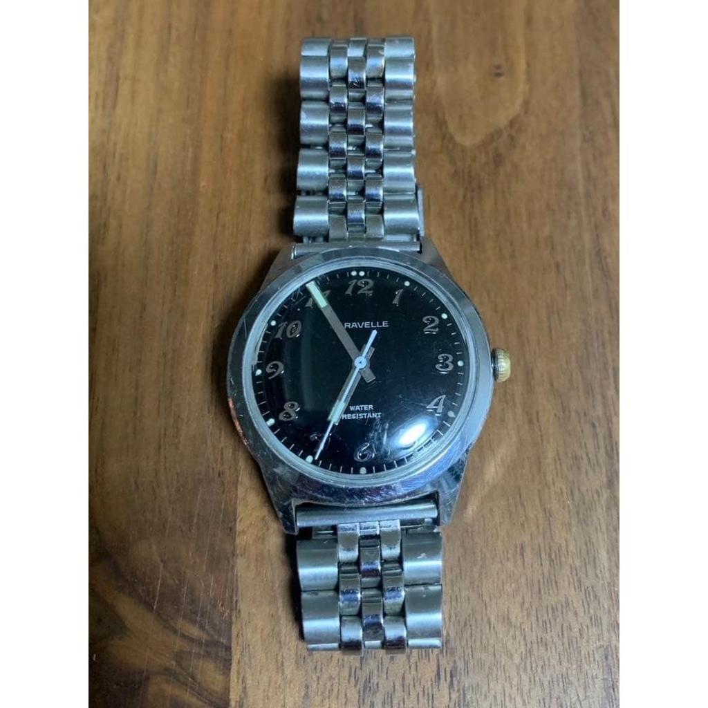 Used [1970s] Bulova Caravelle black dial vintage manual winding watch