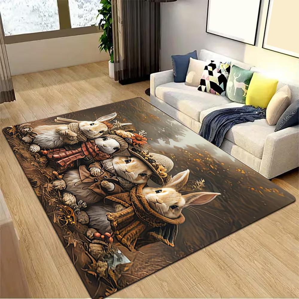 Easter Bunny Decorations Set Decoration,Carpet,Living Room,Bedroom, Non-slip,Square rug