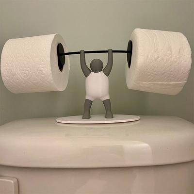 Zabawny Uchwyt na Papier Toaletowy Sztangista,Unikalny Uchwyt na Papier Toaletowy Drukowany w 3D-Sztangista Trzymający Sztangę,Dekoracja Łazienki