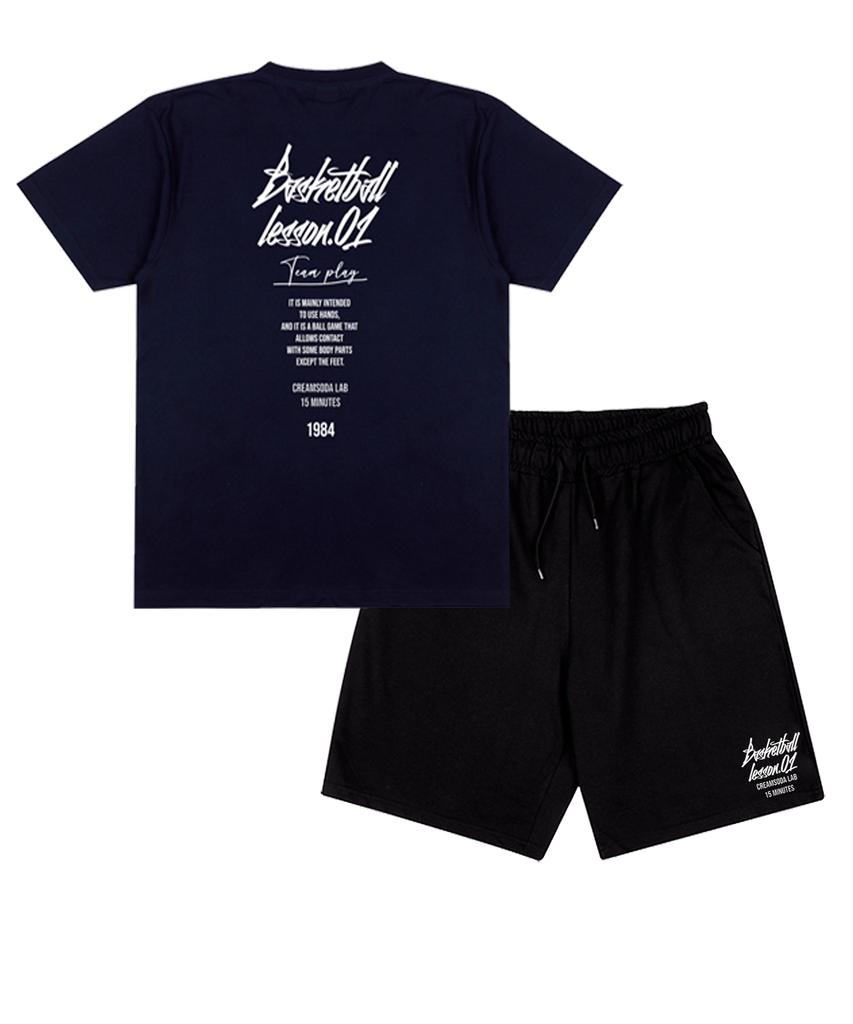 CREAM SODA LAB [2Pack] Quarter Logo Short Sleeve Shorts Set (Type A)