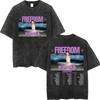 Vintage Washed Kesha The Freedom Tour 2026 Print T-shirts Fashion Hip Hop Short Sleeve T Shirt Men Women Casual Cotton T-shirt