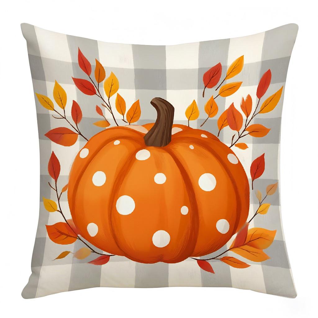 Thanksgiving Series Festive Warm Atmosphere Pumpkin Letter Print Pillow Case Nap Pillow Cushion