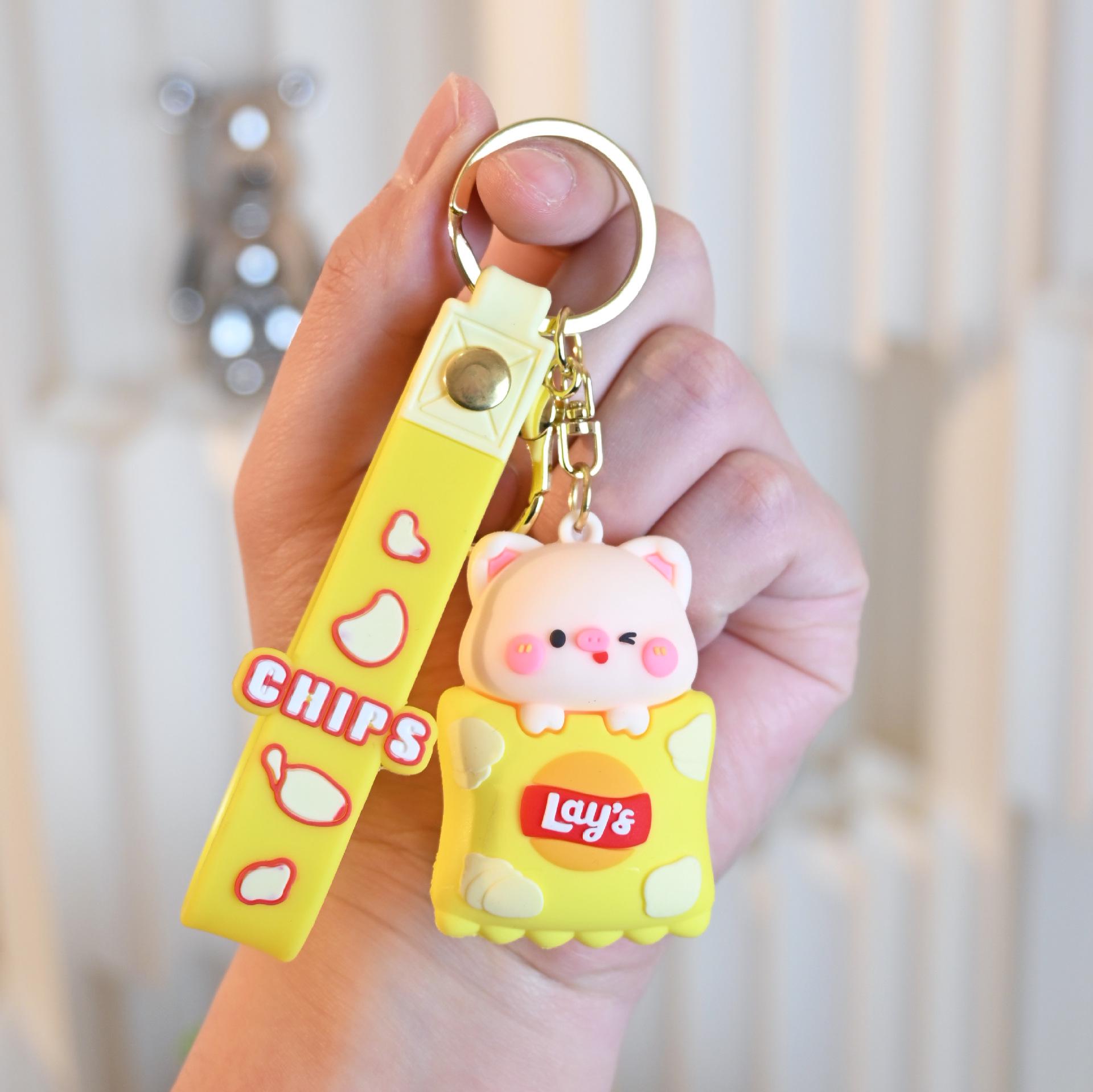 

Изысканный 3D брелок в виде мультяшного животного – креативная подвеска в виде картофельных чипсов для сумок и автомобилей