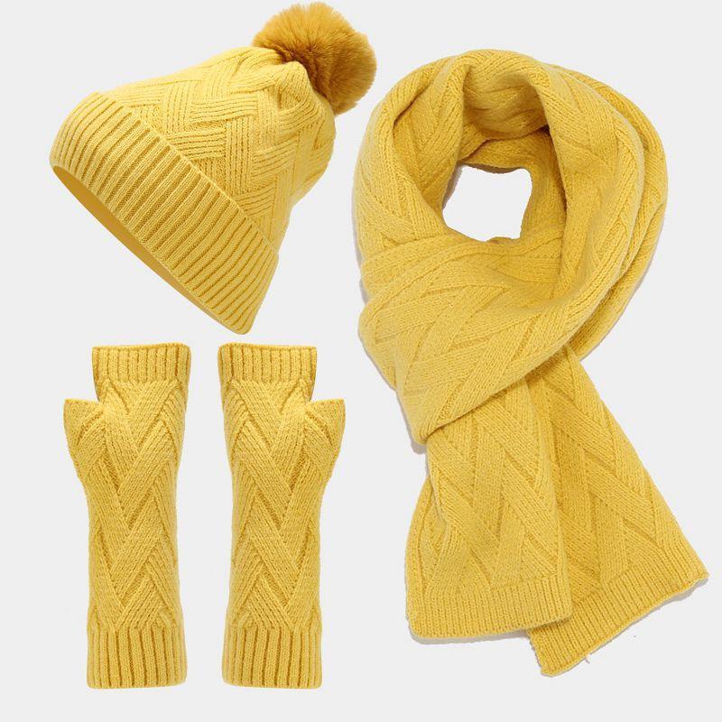 Knitted Autumn Winter Hat Gloves Scarf Set For Women And Men With Warmth And Style