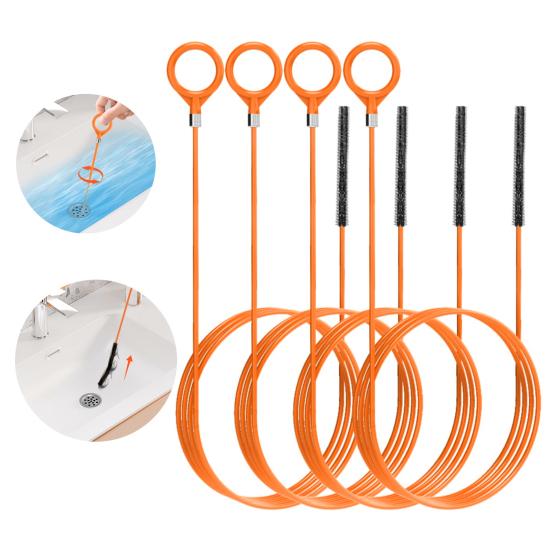 3/5Pcs Sink Dredger Reinforced Hook Tip Break-Proof Wire Rope Hair Clog Remover Long Reach Sink Cleaner