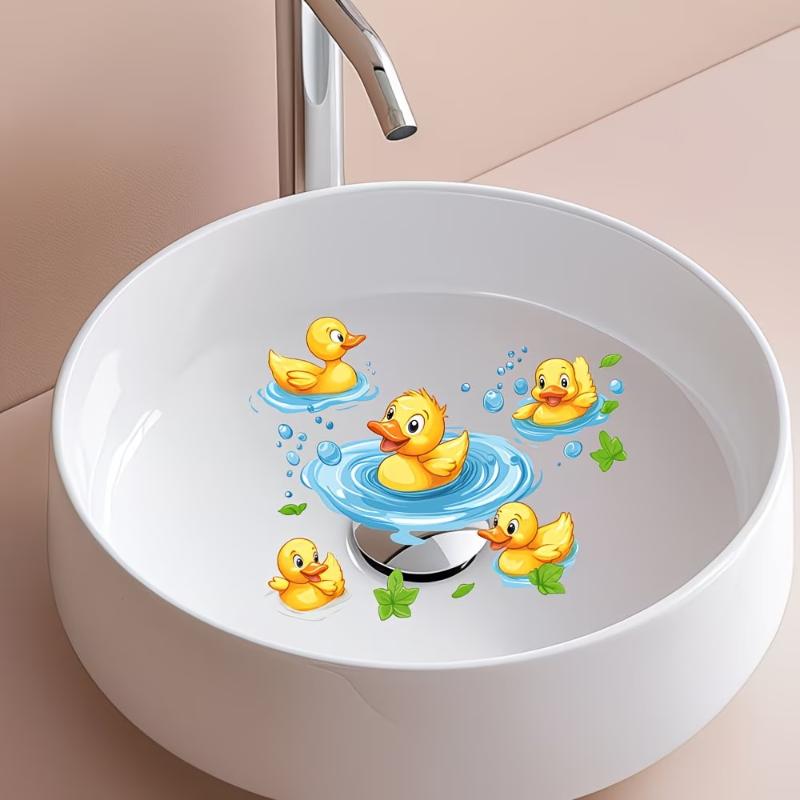 Yellow Duck PVC Wall Sticker Bathroom Waterproof Cute Removable Decal for Toilet Sink Childrens Wall Art