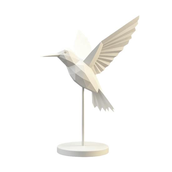 Geometric Low-Poly Hummingbird Figurine Modern Hummingbird 3D Printed Statue белый