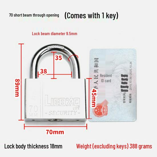 Blade-Shaped Stainless Steel Padlock, Square Head, 30mm, Ideal for Doors, Dorm Rooms, Cabinets, Long-Shank Anti-Theft Design.