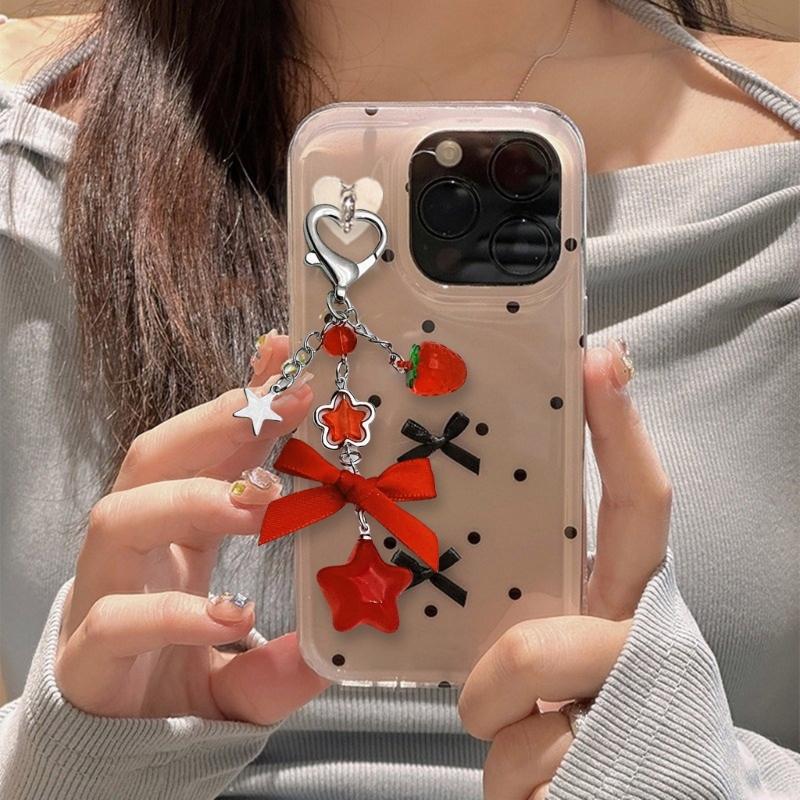 Fashionable Strawberry Keychain Star Purse Pendant Fashion Bowknot Key Jewelry Present for Youthful Fashion Enthusiasts
