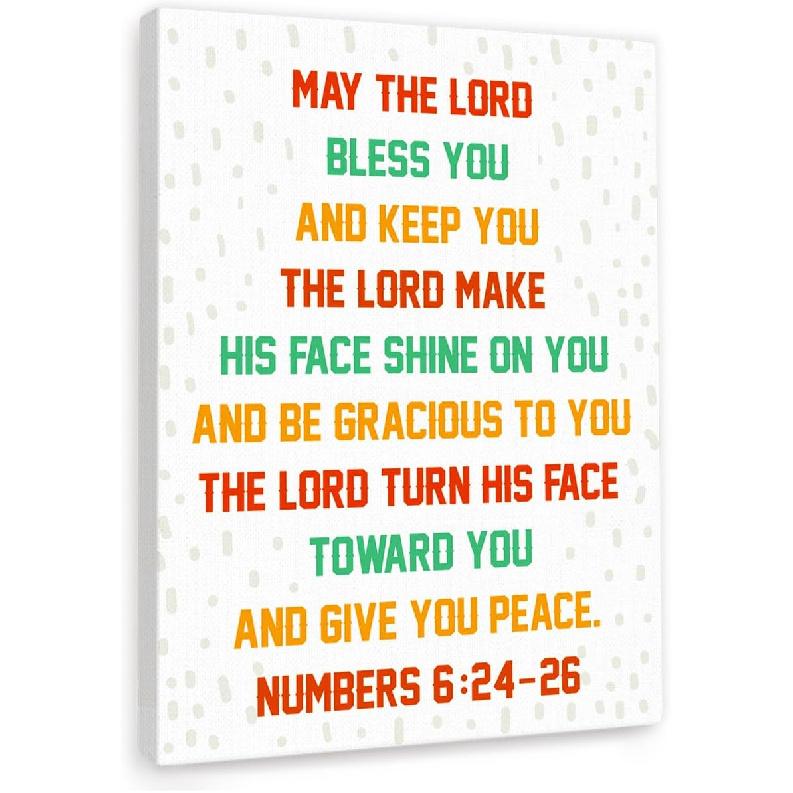 Christian Scripture Wall Art For Kids,The Lord Is With Me Psalm 118:6 pirational Bible Verse Canvas Framed Paintings Posters For Nursery Sunday