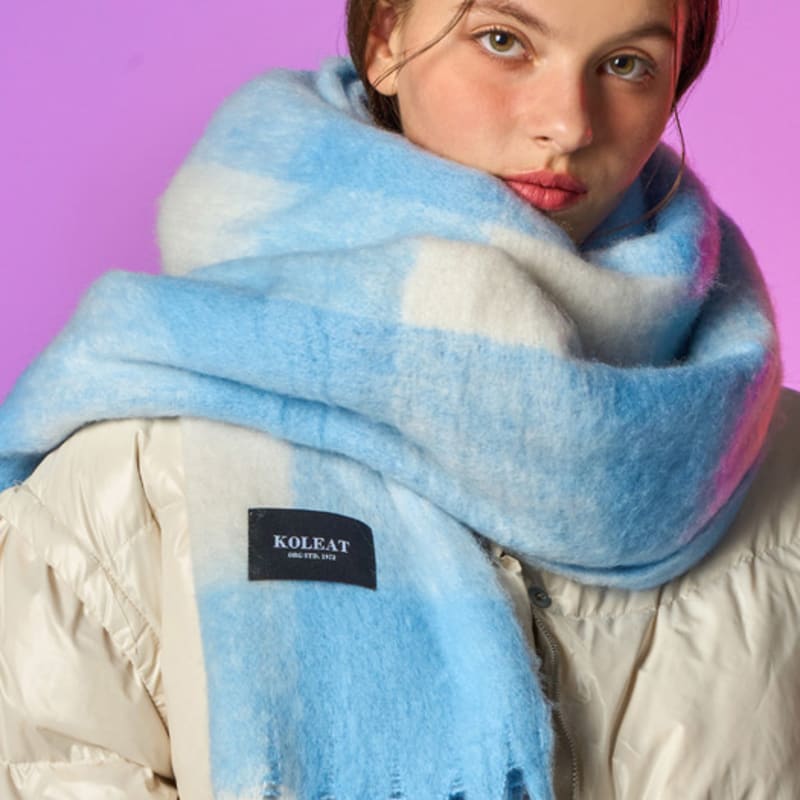 

KOLEAT [Unisex] Winter Heat Double-Sided Check Scarf [Sky Blue] Sky Blue_FREE
