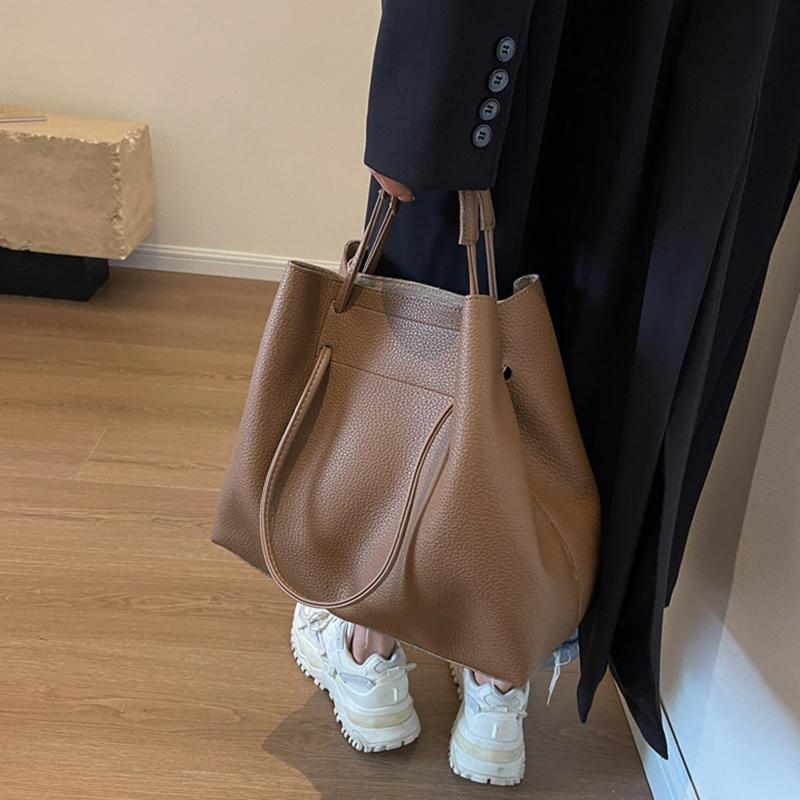 Yogodlns Vysoce kvalitní velkokapacitní taška typu bucket pro ženu, nová módní texturovaná ruční taška přes rameno pro každodenní nošení do práce a z práce, podpažní taška tote