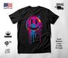 Smiley Face Neon Graphic T-Shirt Black Unisex S-2XL