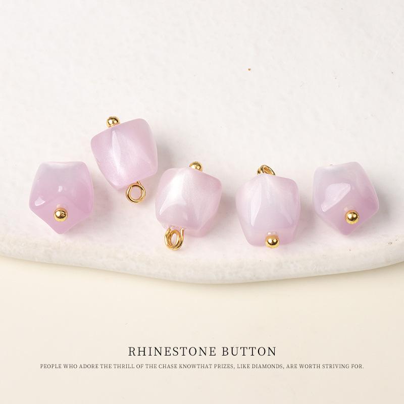 5pcs Color Resin Cut Face Gold Nail Buttons, National Style Cheongsam Hanfu Buttons, Shirt Cardigan Sweater Decorative Buttons