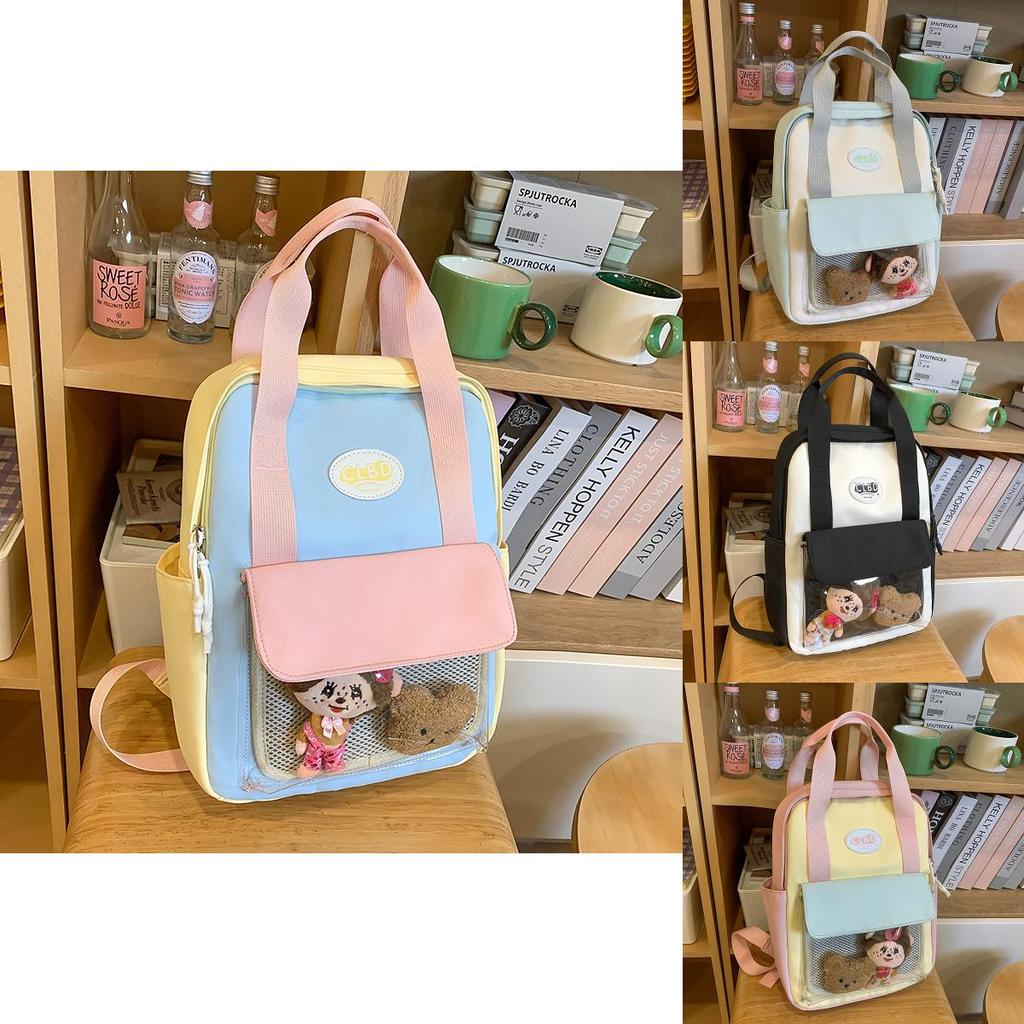 Cute Korean Style Mini Girls Backpack With Transparent Layer And Letter Print For School And Travel